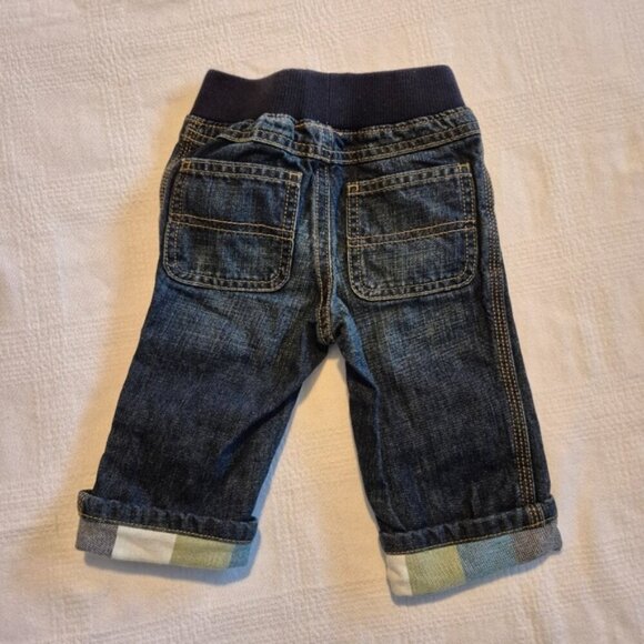 Gymboree boys 6-12 months jeans with fold up cuffs with color blocks 2012 - Picture 3 of 4